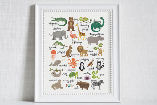 Animal Alphabet Chart - Art Print