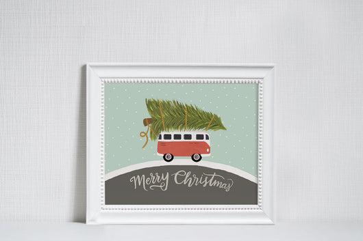 Christmas Car - Christmas Art Print