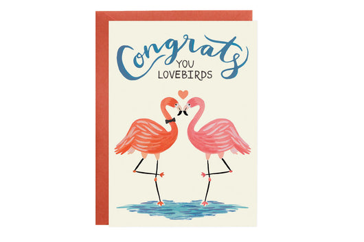Lovebird Flamingos - Wedding + Engagement Card