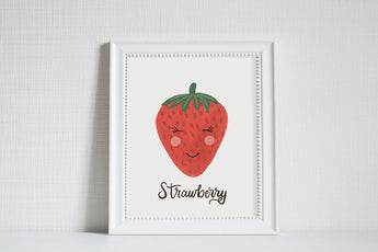 Strawberry Face- Art Print (8x10)
