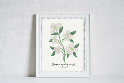 Virginia Flowering Dogwood - State Flower Art Print